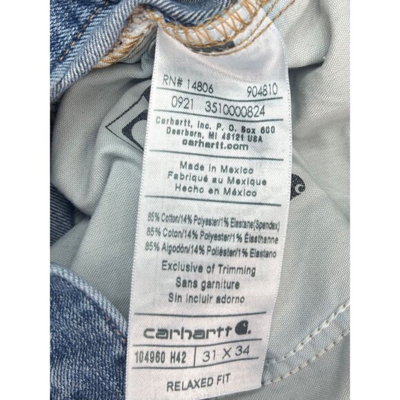 Carhartt Relaxed Fit Mens Denim Blue Medium Wash Jeans 31x34 - Picture 4 of 6